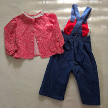 Load image into Gallery viewer, Vintage Girly Overalls + Top Bundle 12-18 months
