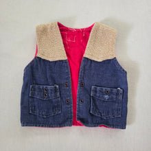 Load image into Gallery viewer, Vintage Denim + Tan Vest 12-18 months
