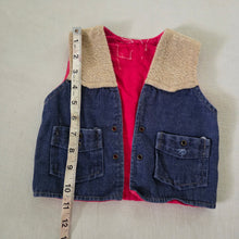 Load image into Gallery viewer, Vintage Denim + Tan Vest 12-18 months
