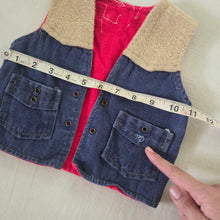 Load image into Gallery viewer, Vintage Denim + Tan Vest 12-18 months
