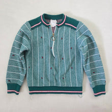 Load image into Gallery viewer, Vintage Half-zip Green Striped Long Sleeve 3t
