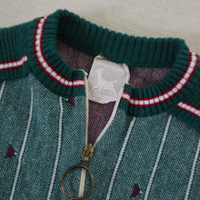 Load image into Gallery viewer, Vintage Half-zip Green Striped Long Sleeve 3t
