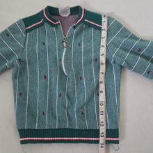 Load image into Gallery viewer, Vintage Half-zip Green Striped Long Sleeve 3t
