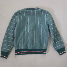 Load image into Gallery viewer, Vintage Half-zip Green Striped Long Sleeve 3t
