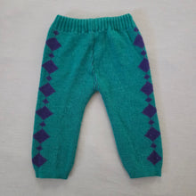 Load image into Gallery viewer, Vintage Teal + Purple Knit Pants 9-12 months
