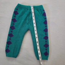 Load image into Gallery viewer, Vintage Teal + Purple Knit Pants 9-12 months

