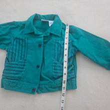 Load image into Gallery viewer, Vintage Aqua Striped Jean Jacket 18 months
