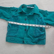 Load image into Gallery viewer, Vintage Aqua Striped Jean Jacket 18 months
