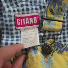 Load image into Gallery viewer, Vintage Gitano Yellow/Blue Floral Shortalls 5t
