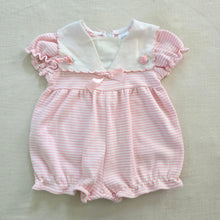 Load image into Gallery viewer, Vintage Pink Striped Bubble Romper 6-9 months

