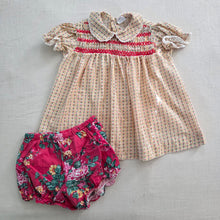 Load image into Gallery viewer, Vintage Pixelated Floral Smocked Dress 6-12 months
