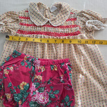 Load image into Gallery viewer, Vintage Pixelated Floral Smocked Dress 6-12 months
