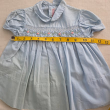 Load image into Gallery viewer, Vintage 60s Smocked Blue Dress 6-12 months
