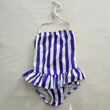 Load image into Gallery viewer, Vintage Purple Striped Swimsuit 3t
