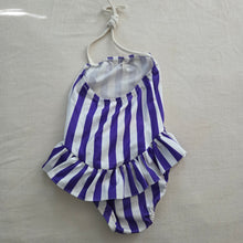 Load image into Gallery viewer, Vintage Purple Striped Swimsuit 3t
