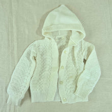 Load image into Gallery viewer, Vintage White Knit Hooded Sweater 12-18 months
