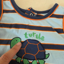 Load image into Gallery viewer, Y2k Turtle Striped Cotton Romper 12 months

