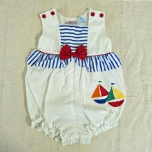 Load image into Gallery viewer, Vintage Sailboat Girly Romper 6-9 months
