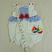 Load image into Gallery viewer, Vintage Sailboat Girly Romper 6-9 months
