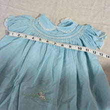 Load image into Gallery viewer, Vintage 50s Blue Smocked Dress 6-9 months
