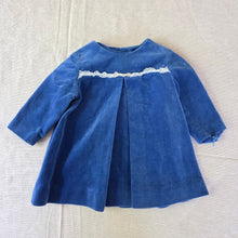 Load image into Gallery viewer, Vimtage Blue Velvet Dress 3-6 months
