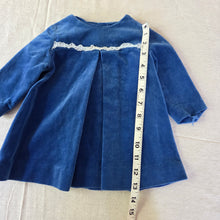 Load image into Gallery viewer, Vimtage Blue Velvet Dress 3-6 months
