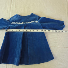 Load image into Gallery viewer, Vimtage Blue Velvet Dress 3-6 months
