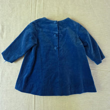 Load image into Gallery viewer, Vimtage Blue Velvet Dress 3-6 months
