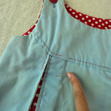 Load image into Gallery viewer, Vintage Blue + Red Polka Dot Sleeveless Dress 2t
