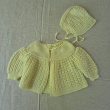 Load image into Gallery viewer, Vintage Yellow Knit Sweater + Bonnet 0-3 months
