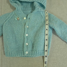Load image into Gallery viewer, Vintage Blue Knit Sweater + Bonnet 3-6 months
