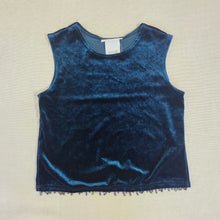 Load image into Gallery viewer, Vintage Velvet Blue Beaded Sleeveless Top kids 6/7
