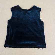 Load image into Gallery viewer, Vintage Velvet Blue Beaded Sleeveless Top kids 6/7
