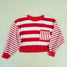 Load image into Gallery viewer, Vintage Red/White Striped Long Sleeve kids 7/8
