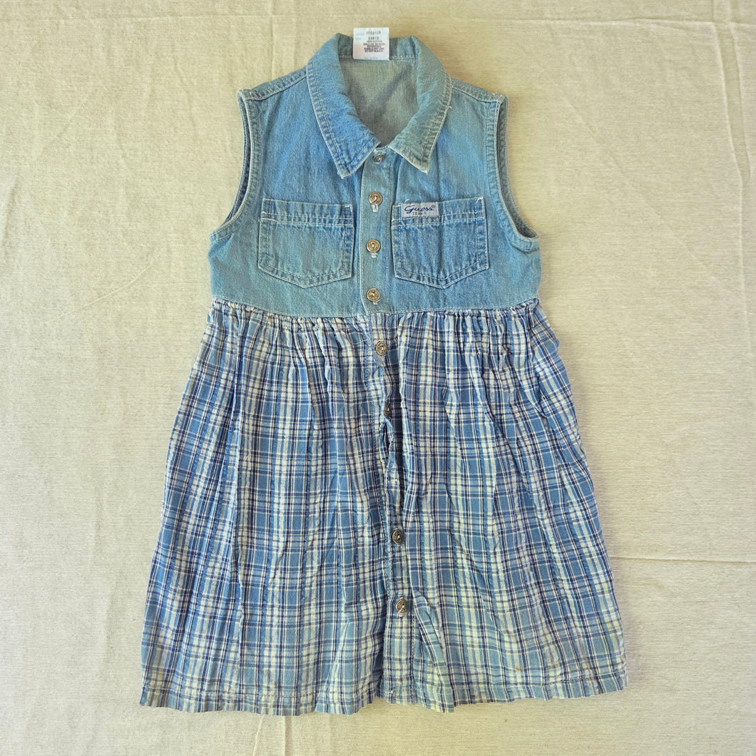 guess denim dress ORIGINALS Vintage Cargo Mini Buttoned flap breast pockets Vintage Guess Denim Plaid Dress