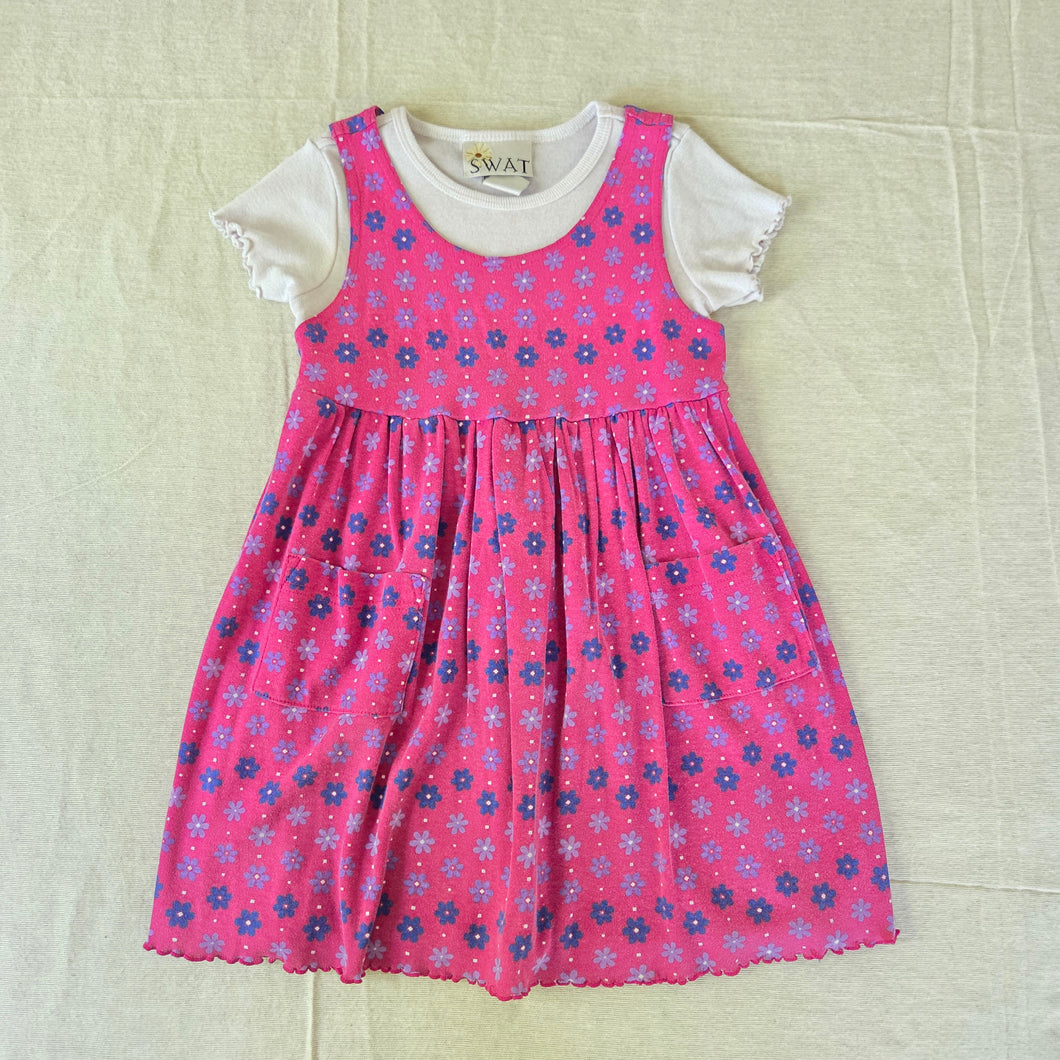 Vintage 90s Daisy Floral Pink Dress 5t