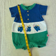 Load image into Gallery viewer, Vintage Cookie Monster Baseball Romper 3-6 months
