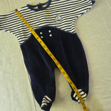 Load image into Gallery viewer, Vintage Nautical Velour Footed Bodysuit 3 months
