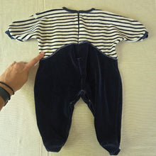 Load image into Gallery viewer, Vintage Nautical Velour Footed Bodysuit 3 months
