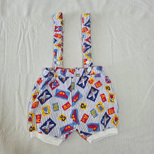 Load image into Gallery viewer, Vintage ABC Car/Plane Cotton Suspender Shorts 6-9 months
