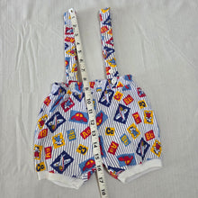 Load image into Gallery viewer, Vintage ABC Car/Plane Cotton Suspender Shorts 6-9 months
