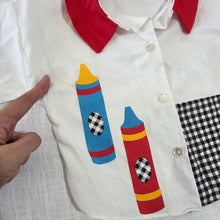 Load image into Gallery viewer, Vintage McKids Crayon Applique Buttondown 2t
