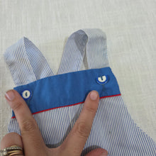 Load image into Gallery viewer, Vintage Blue Striped Romper 0-3 months
