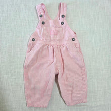 Load image into Gallery viewer, Vintage Oshkosh Pink Engineer Striped Overalls 6-9 months
