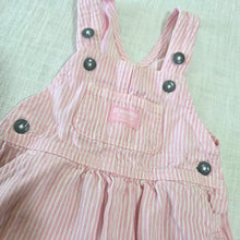 Load image into Gallery viewer, Vintage Oshkosh Pink Engineer Striped Overalls 6-9 months

