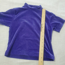 Load image into Gallery viewer, Vintage Velour Ribbed Purple Shirt kids 8/10
