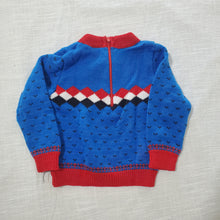 Load image into Gallery viewer, Vintage Blue/Red Pattern Knit Sweater 12-18 months
