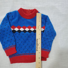 Load image into Gallery viewer, Vintage Blue/Red Pattern Knit Sweater 12-18 months
