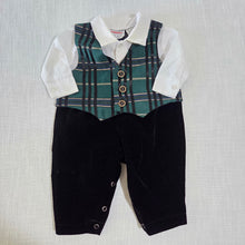Load image into Gallery viewer, Vintage Plaid/Velvet Bodysuit 0-6 months
