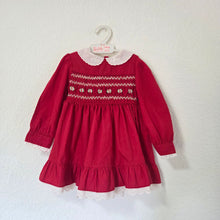Load image into Gallery viewer, Vintage Polly Flinders Red Smocked Dress 12-18 months
